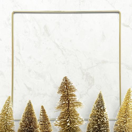 Gold frame with Christmas tree illustration - 1233098