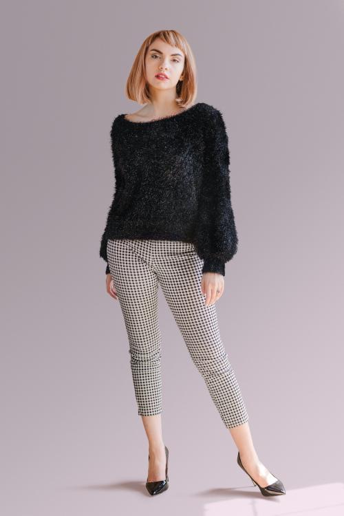 Woman in a fluffy sweater mockup - 1235514