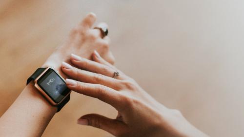 Closeup of a smartwatch on a woman's wrist mockup - 2009910