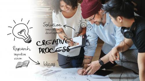 Business people brainstorming management process on a paper mockup wallpaper - 2012750