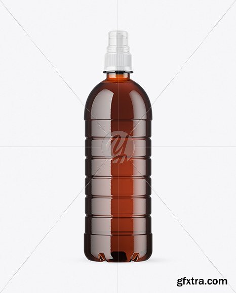 Amber PET Bottle with Sport Cap Mockup 64306