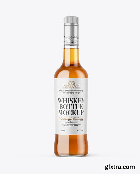 Clear Glass Whiskey Bottle Mockup 64271