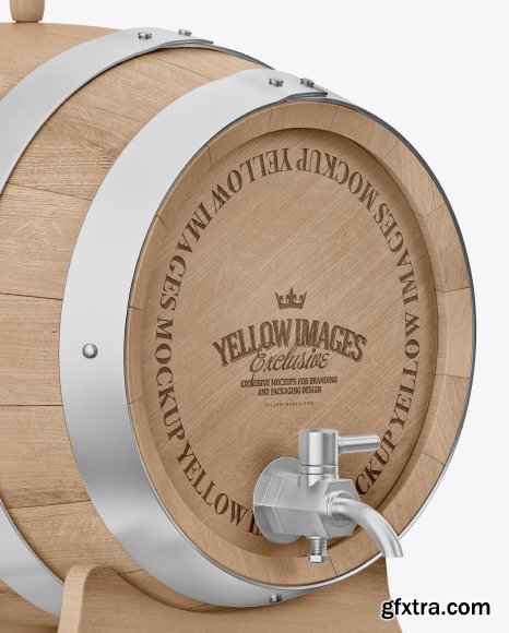 Wooden Barrel on Stand Mockup 64772