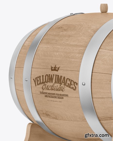 Wooden Barrel on Stand Mockup 64772