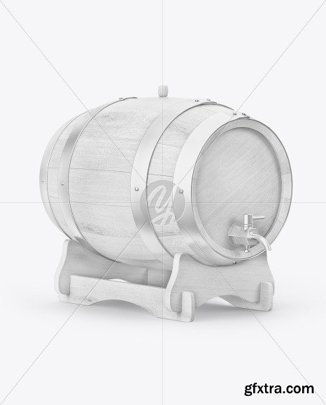 Wooden Barrel on Stand Mockup 64772