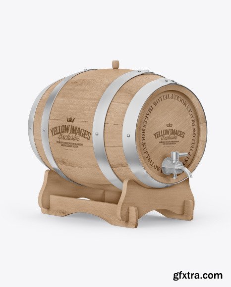 Wooden Barrel on Stand Mockup 64772