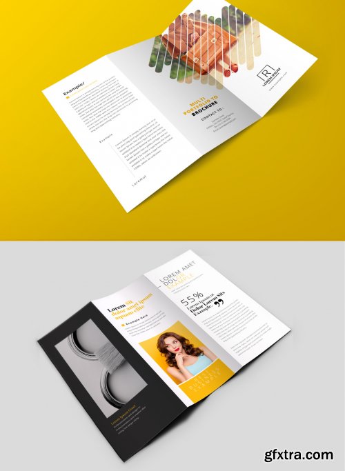 Minimal Trifold Brochure Layout with Yellow Accent 361439003