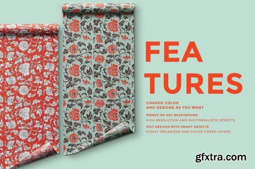 CreativeMarket - Top View Wrapping Paper Roll Mockup 4476026