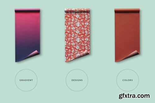 CreativeMarket - Top View Wrapping Paper Roll Mockup 4476026