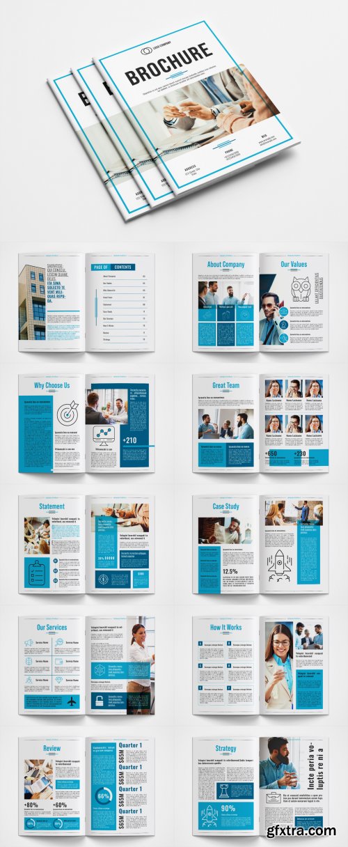 Business Brochure Layout with Blue Accents 362695303