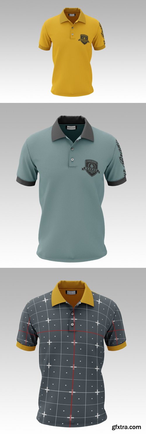 Men's Short Sleeve Polo Shirt Mockup, Front 362977955