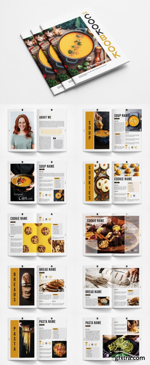 Cookbook Layout with Orange Accents 363013238