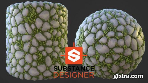 Gumroad - Stylized Grassy Stones - Substance Designer 