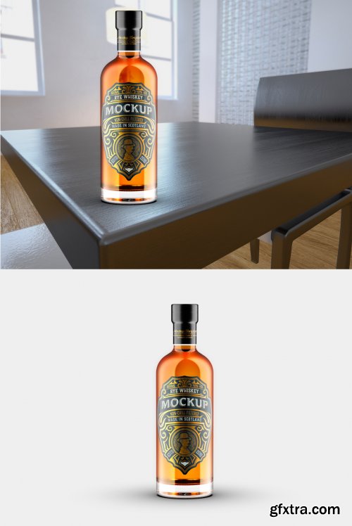 Whiskey Bottle Mockup with Room Scene 364551715