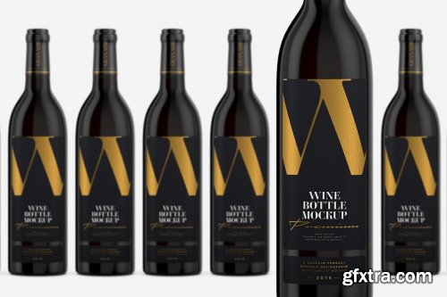 CreativeMarket - Dark Glass Wine Bottle Mockup 5001897