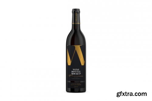 CreativeMarket - Dark Glass Wine Bottle Mockup 5001897