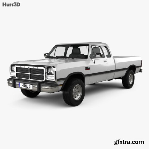 Dodge Ram Club Cab 1991 3D model