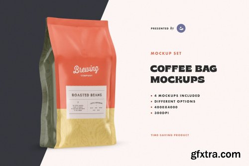 CreativeMarket - Coffee Bag Mockup Set 5186940