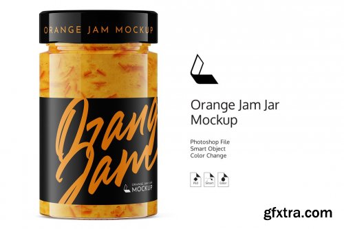 CreativeMarket - Orange Jam Jar Mockup 4931068