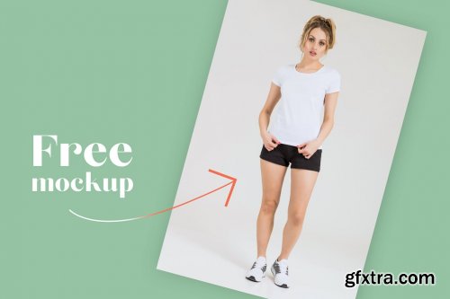 CreativeMarket - Female Sport T-shirt Mockups Set 4809123