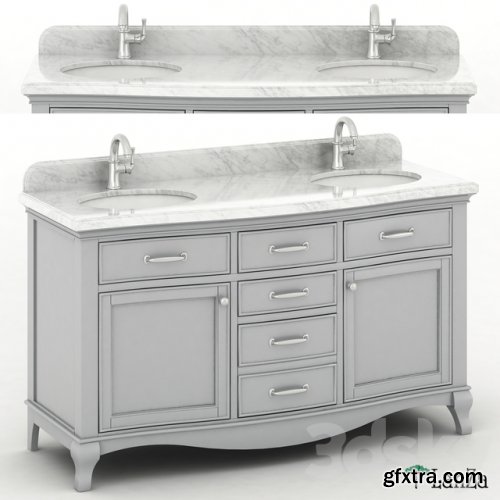 60 "Double sink wooden vanity with Carrara marble top