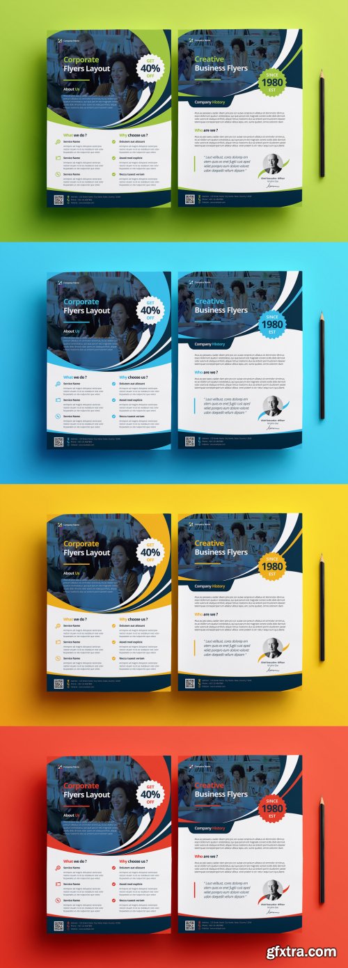 Business Flyers Layout with Colorful Elements 366531801