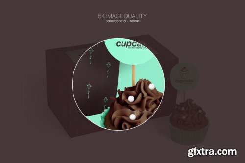 Designcuts - Cupcake Box Packaging Mockups Bundle