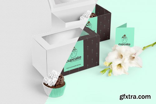 Designcuts - Cupcake Box Packaging Mockups Bundle