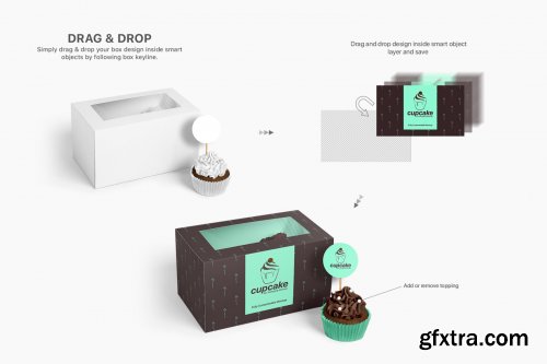 Designcuts - Cupcake Box Packaging Mockups Bundle