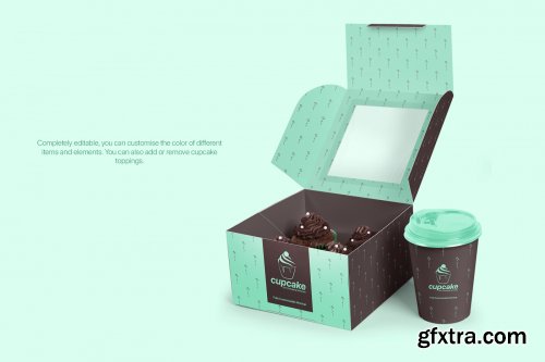 Designcuts - Cupcake Box Packaging Mockups Bundle