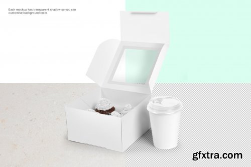 Designcuts - Cupcake Box Packaging Mockups Bundle