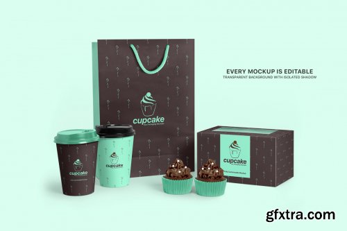 Designcuts - Cupcake Box Packaging Mockups Bundle