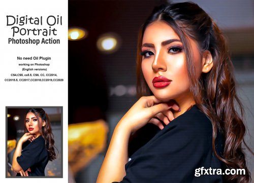 CreativeMarket - Digital Oil Portrait PS Action 5184649