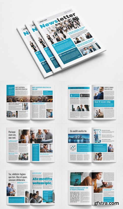 Business Newsletter Layout with Blue Accents 367865126