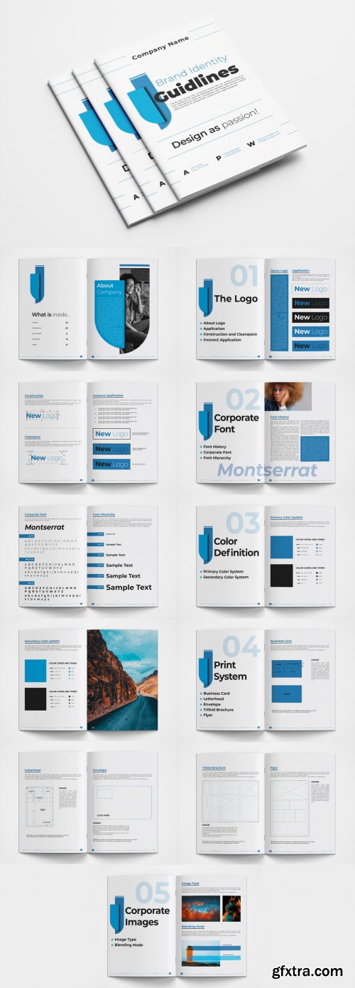 Brand Manual Layout with Blue Accents 367865129
