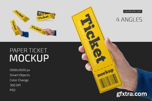 CreativeMarket - Paper Ticket Mockup Set 5232782