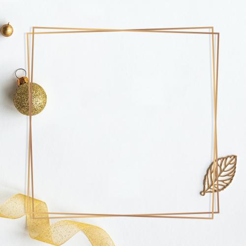 Frame with gold ornaments on white social template mockup - 2029871