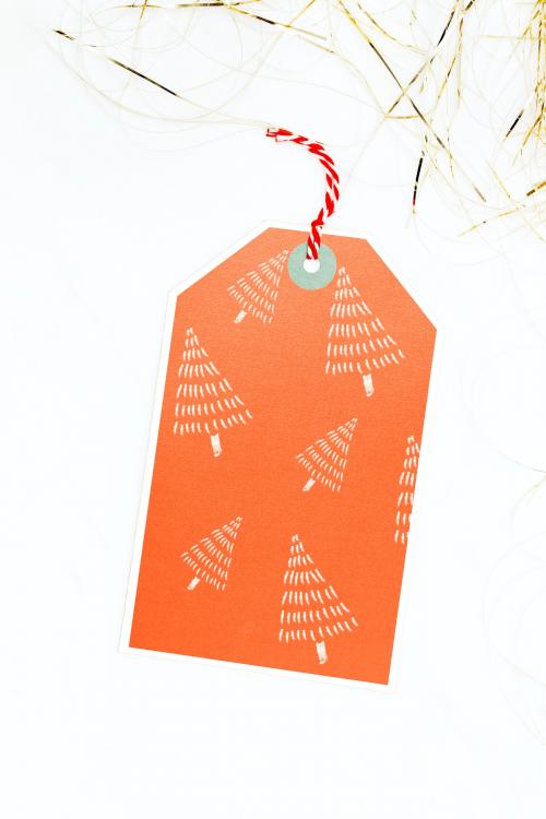 Handmade orange paper tag mockup - 2036705