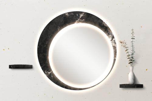 Circle mirror decorated with LED light mockup - 2036814