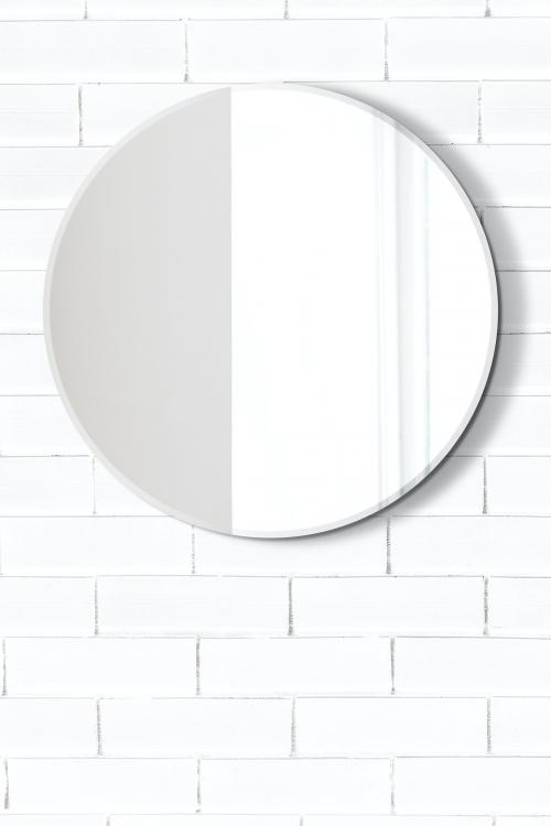 Mirror in a white bathroom mockup - 2036863