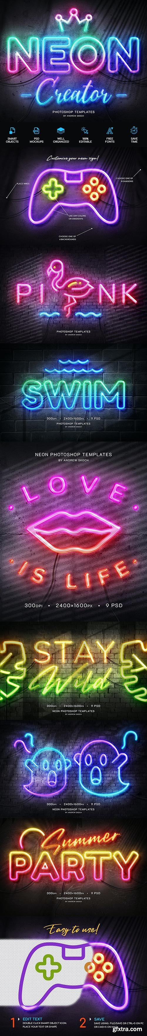 GraphicRiver - Neon Wall Sign Templates 27858499