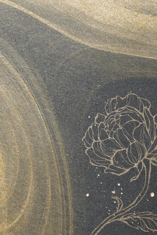 Outline flower decoration on gold glitter background illustration - 2040872