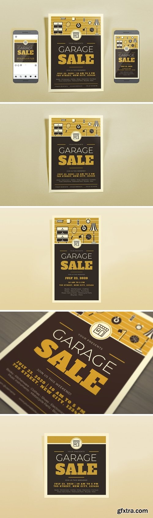 Garage Sale Brown Template Set