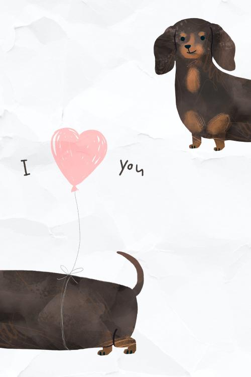 Dachshund with an I love you illustration - 2089803