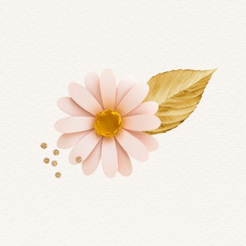 Blooming daisy with a metallic leaf design element illustration - 2093642