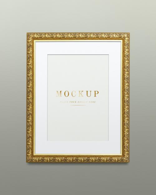 Vintage rectangle gold picture frame mockup illustration - 1230693