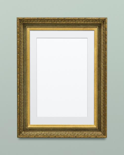 Vintage rectangle gold picture frame mockup illustration - 1230723