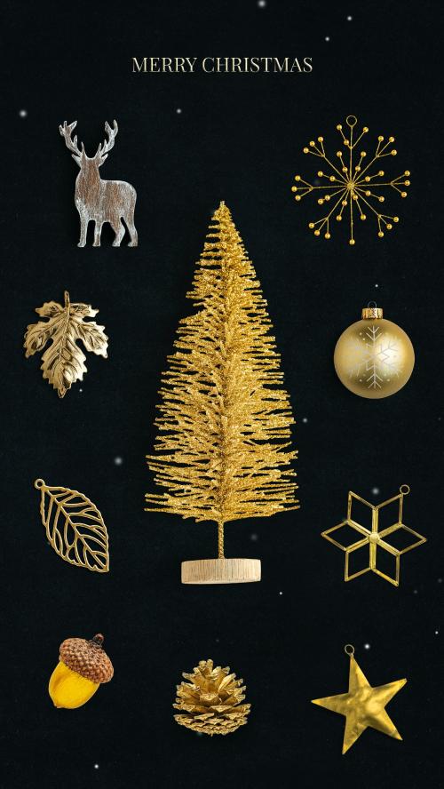 Festive golden Christmas ornament collection - 1231195