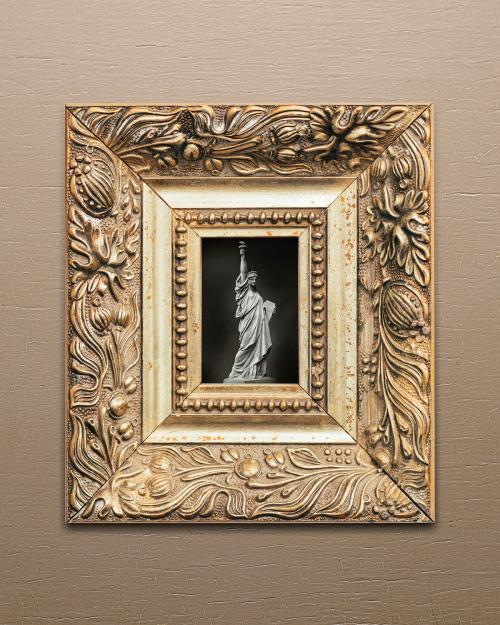 Vintage rectangle gold picture frame mockup illustration - 1232145