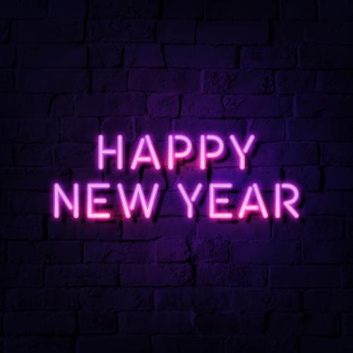 Neon bright happy new year social ads template - 1232181